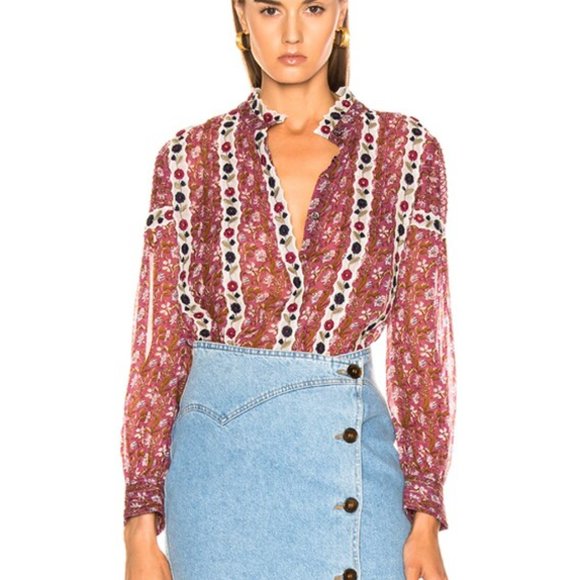 Sea New York Floral Sheer Bella Blouse Embroidered Long Sleeve Women's 4 - Picture 2 of 10